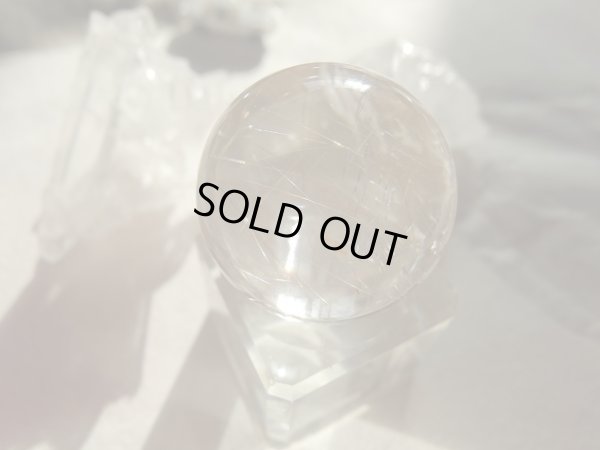 画像15: 透明感のある微細に煌くシルバールチル　34　スフィア　台付　3点セット