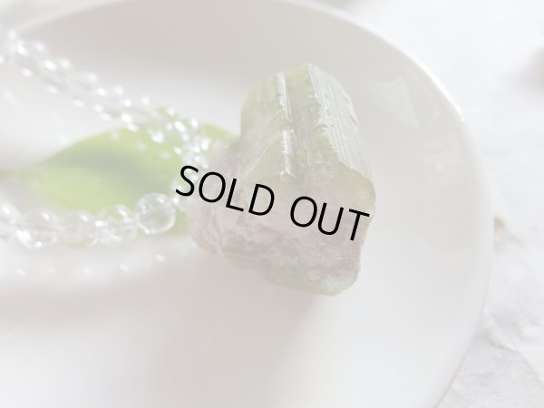 画像3: グリーントルマリン結晶原石付　天然クラック水晶　特別仕様ネックレス