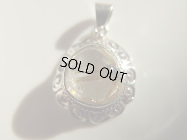 画像12: ミニ太陽ルチル入り　タイチンルチル　ペンダントトップ　スライドチェーン付　特価