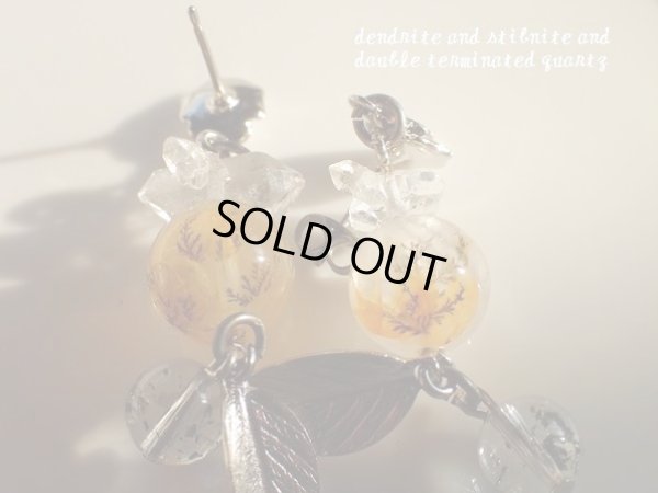 画像7: ダブル両剣水晶とデンドライトインクォーツとスティブナイトインクォーツのチタン製　プレミアムピアス