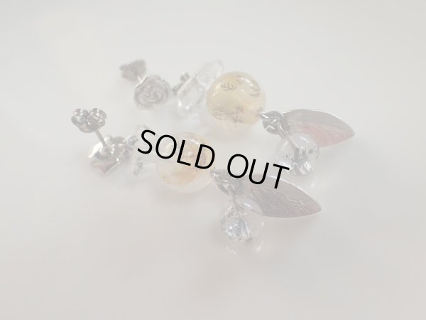 画像18: ダブル両剣水晶とデンドライトインクォーツとスティブナイトインクォーツのチタン製　プレミアムピアス