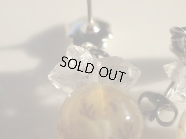 画像16: ダブル両剣水晶とデンドライトインクォーツとスティブナイトインクォーツのチタン製　プレミアムピアス