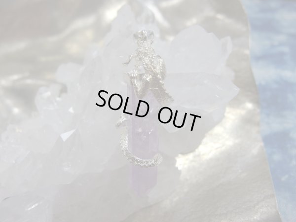 画像3: 天然ラベンダーアメジスト　ペンデュラム型　銀製の昇り龍　特価