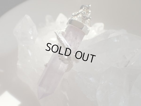 画像5: 天然ラベンダーアメジスト　ペンデュラム型　銀製の昇り龍　特価