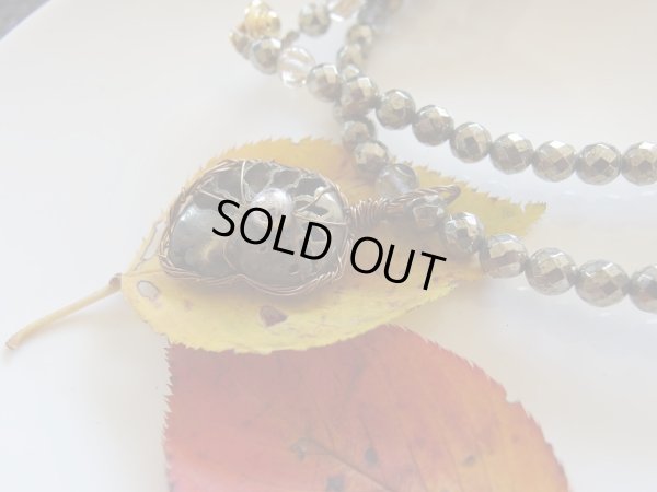 画像9: ギベオンとアンモナイトパイライト(ブラックルチル＆パイライト）　宇宙と海底　超守護金運特別ネックレス　特価