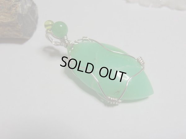 画像6: METAL ＆　STONE　美クリソプレーズ磨き石と天然カラー高品質翡翠コラボオリジナルトップ　特価