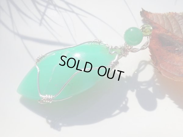 画像13: METAL ＆　STONE　美クリソプレーズ磨き石と天然カラー高品質翡翠コラボオリジナルトップ　特価