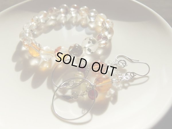 画像2: Premium　マーカサイト＆リモナイトインクォーツ　ブレス＆ピアススペシャルセット