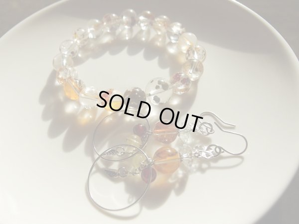 画像3: Premium　マーカサイト＆リモナイトインクォーツ　ブレス＆ピアススペシャルセット