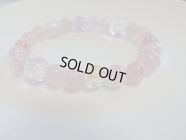 画像9: ロードクロサイトとローズクォーツとピンクエピドートシストとクンツァイトとサンストーンとルチルクォーツの特製ブレスレット