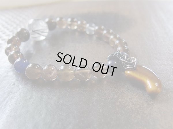 画像2: 黒守護  (タイガーアイ勾玉　トルマリンクォーツ　ブラックルチルクォーツ　サファイヤ　天然スモーキークォーツ　ラブラドライト）