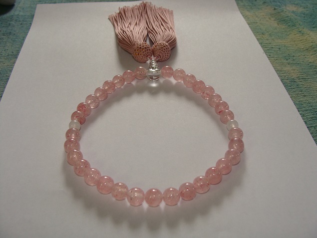 画像: 石や　特製　　高品質　ピンクエピドートシスト＆アゼツライトの特製御念珠「今ならブレスプレゼント！」